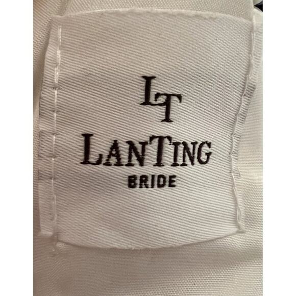NWT LT LanTing Bride Dress Gown Dark Navy Blue Pearl White Women's Size 10 Faux - Picture 3 of 10